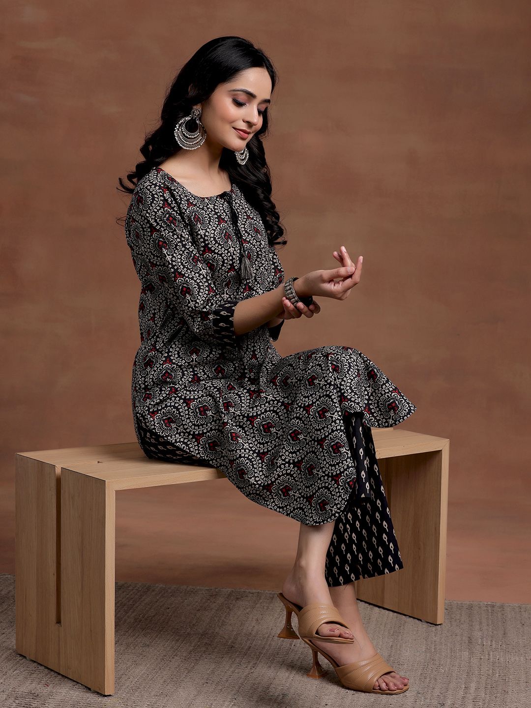 Libas Floral Printed Regular Pure Cotton Kurta with Palazzos