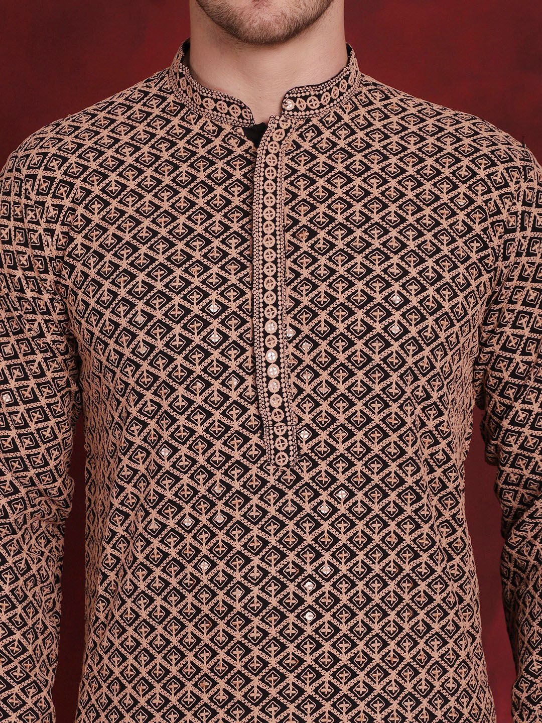 Jompers Floral Embroidered Thread Work Sequinned Kurta