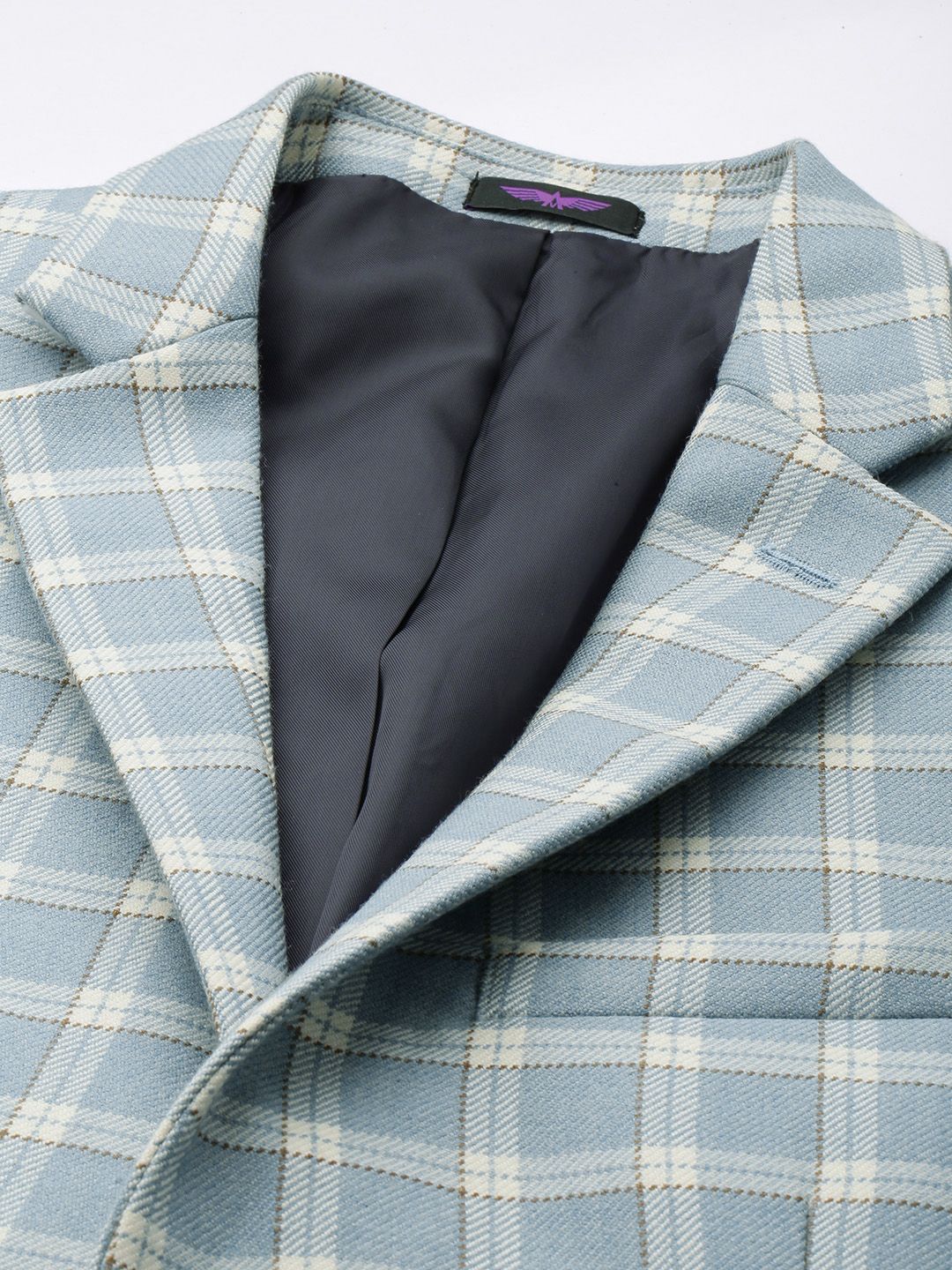 Park Avenue Notched Lapel Single Breasted Checked Slim Fit Formal Blazer