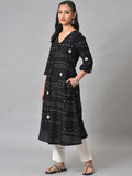 W Women Geometric Printed Anarkali Kurta