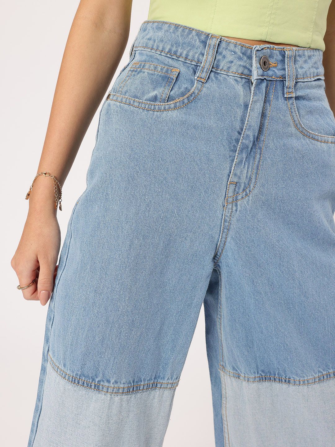 DressBerry Women Next-Gen Blues Colourblocked Baggy Fit Jeans