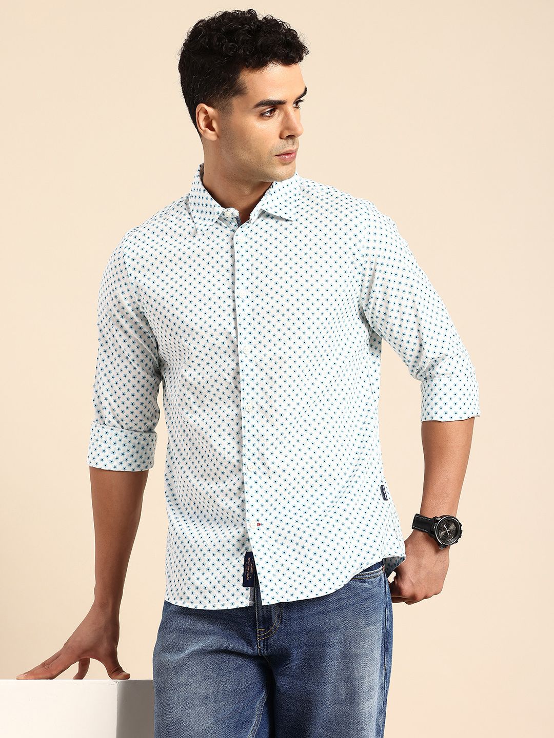 Being Human Pure Cotton Slim Fit Floral  Printed Casual Shirt