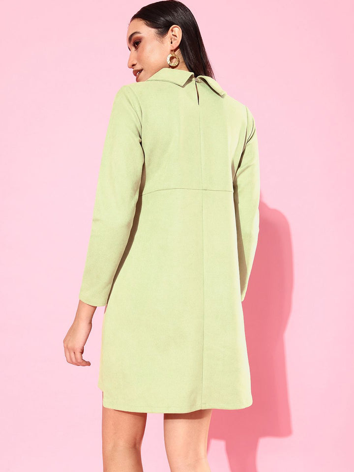 Athena Green Solid Above Knee Sheath Dress