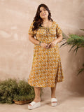 Berrylush Curve Floral Print Off-Shoulder A-Line Midi Dress