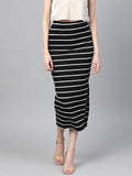 SASSAFRAS Black & White Striped Pencil Skirt