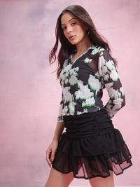 DressBerry Netted Floral Print Top with a Camisole