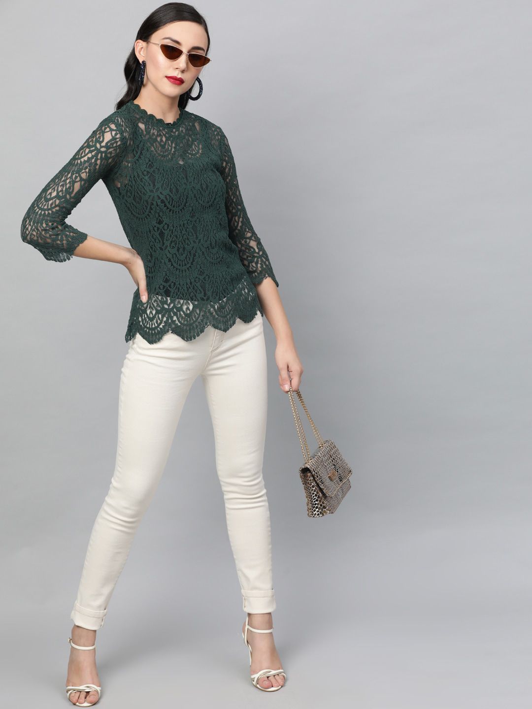 STREET 9 Women Green Solid Top