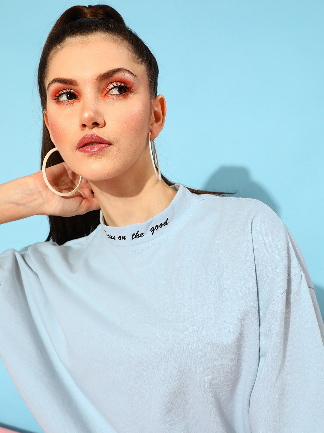 STREET 9 Women Blue Solid Sweatshirt