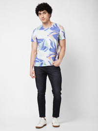 SPYKAR Round Neck Short Sleeves Printed Slim Fit Cotton T-shirt
