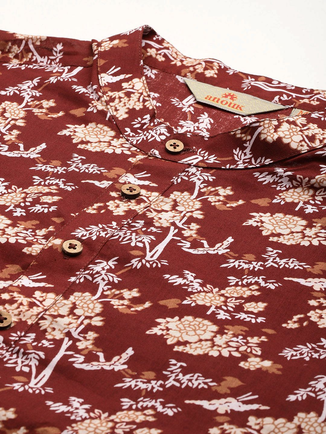 Anouk Floral Printed Pure Cotton Kurta with Trousers