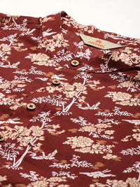 Anouk Floral Printed Pure Cotton Kurta with Trousers