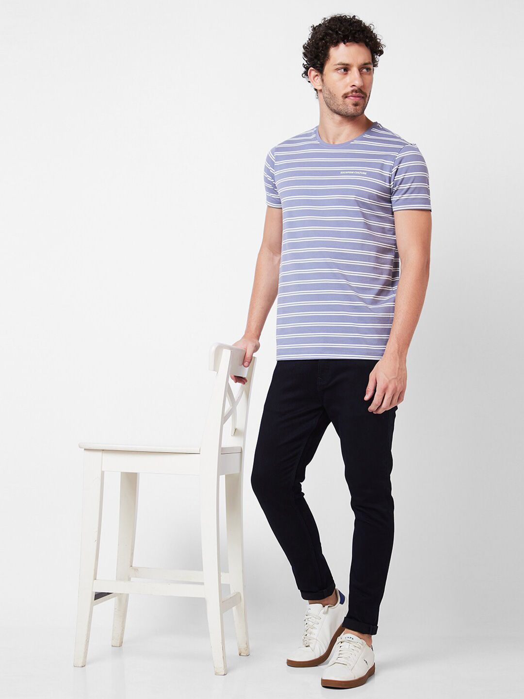 SPYKAR Striped Cotton Slim Fit T-shirt