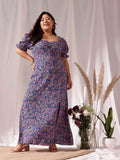 CURVY STREET Plus Size Floral Print Crepe Fit & Flare Dress