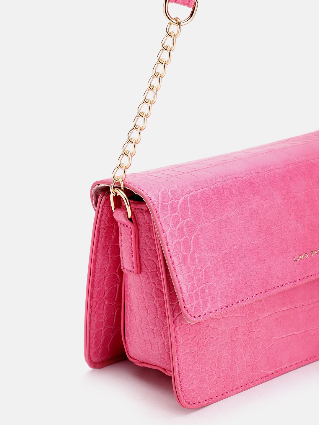 Lino Perros Croc-Textured Structured Shoulder Bag