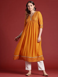 Anouk Yoke Design Sequinned A-Line Kurta