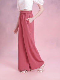 DressBerry Women Textured Wide Leg Trousers