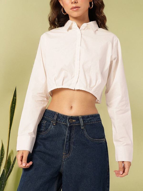 DressBerry Summer Essential Gathered Crop Shirt