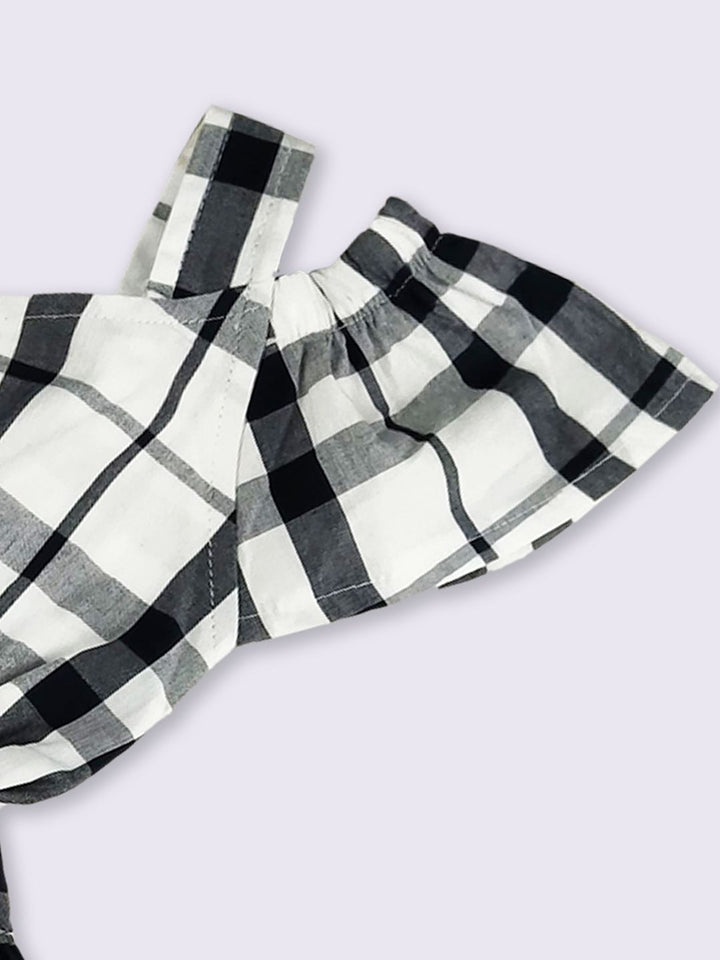 Moms Love Infant Girls Checked Cold-Shoulder Fit & Flare Dress