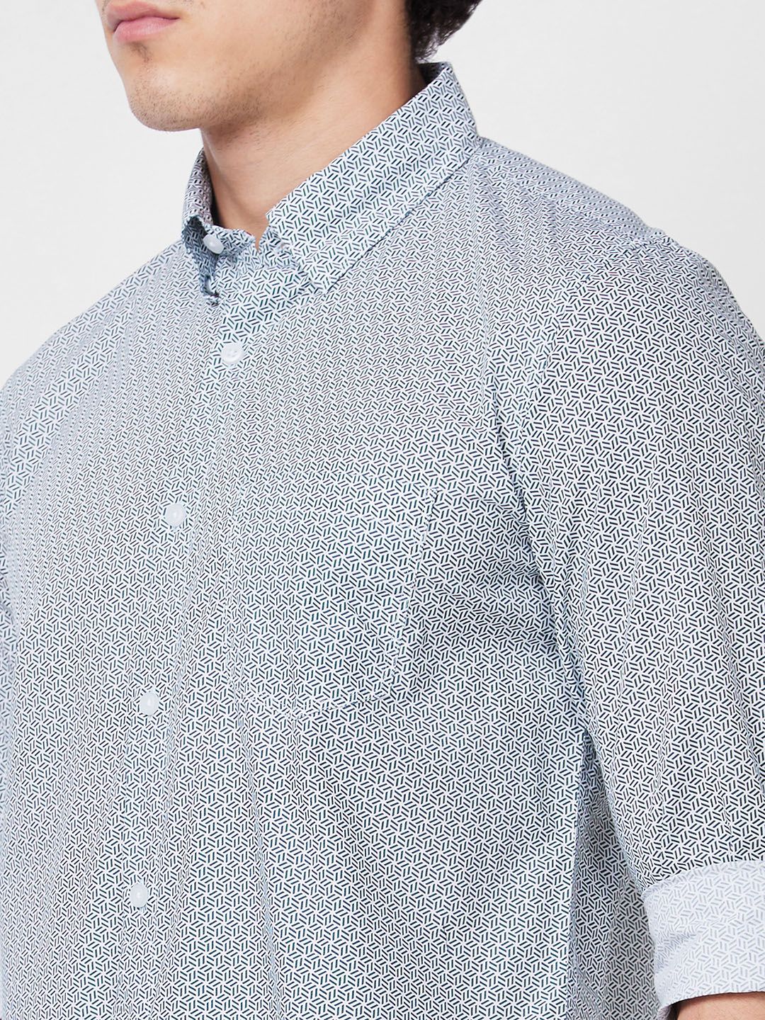 SPYKAR Geometric Printed Cotton Casual Shirt