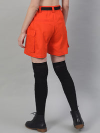 STREET 9 Women Orange Solid Regular Fit Shorts