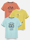 HELLCAT Boys Pack Of 3 Printed Cotton T-shirt
