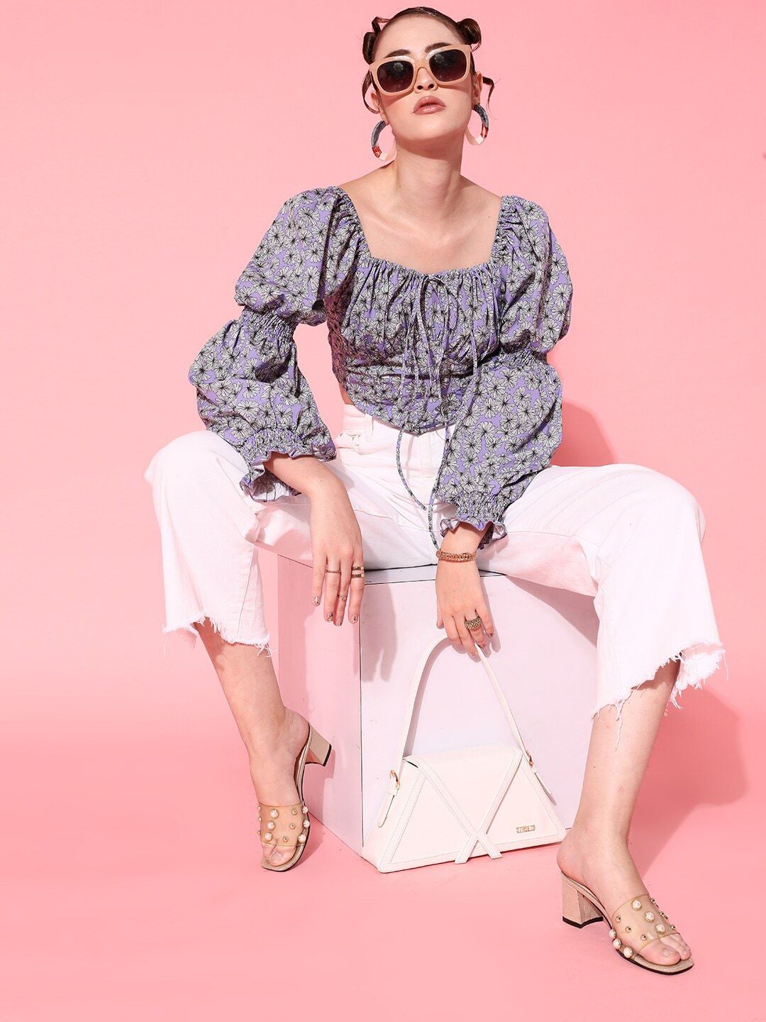 STREET 9 Elegant Lavender Floral Top