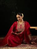 Indo Era Round Neck Ethnic Embroidered Sequinned Kurta with Trouser & Dupatta