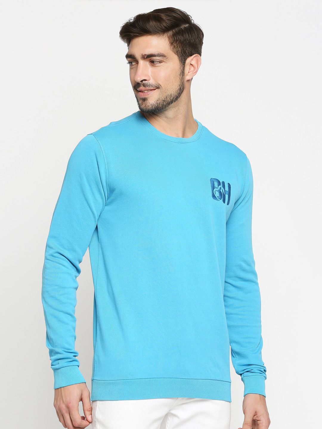 Being Human Men Turquoise Blue Printed Sweatshirt