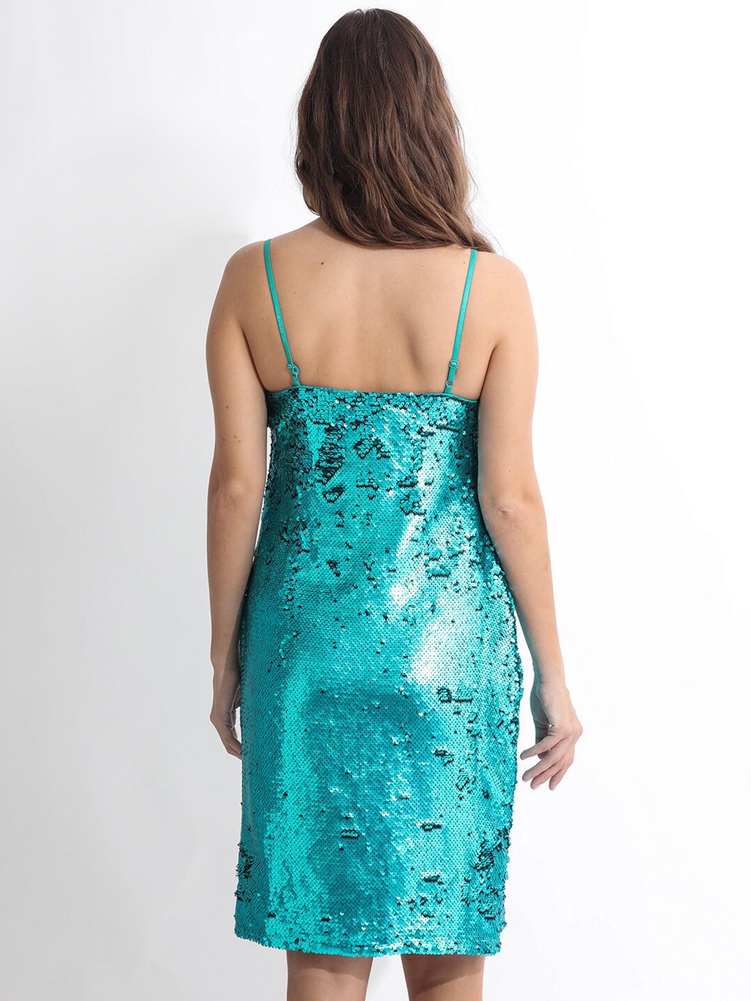 RAREISM Sequin Embellished Shoulder Straps Sheath Dress