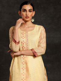 Libas Ethnic Motifs Printed Round Neck Chanderi Silk Kurta