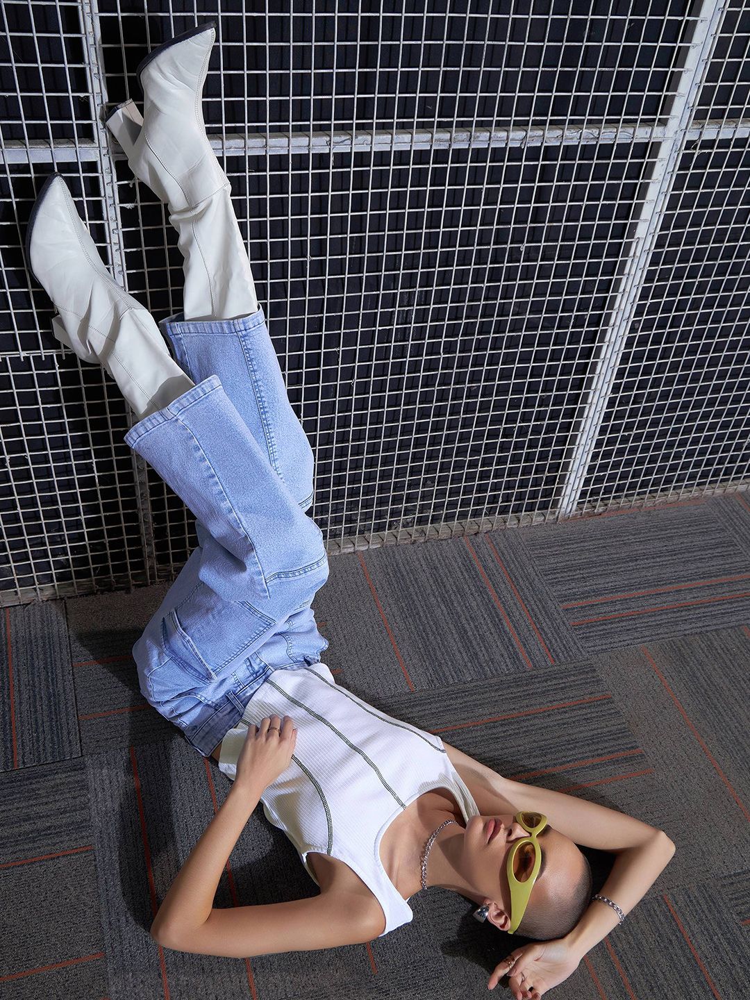 SASSAFRAS White Square Neck Tank Top