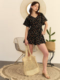 Berrylush Floral Printed V-Neck Playsuit