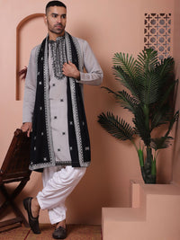 Jompers Embroidered Mandarin Collar Long Sleeves Kurta with Salwar & Dupatta