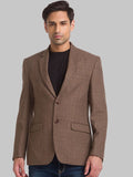 Park Avenue Men Brown Self Design Single Breasted Blazer