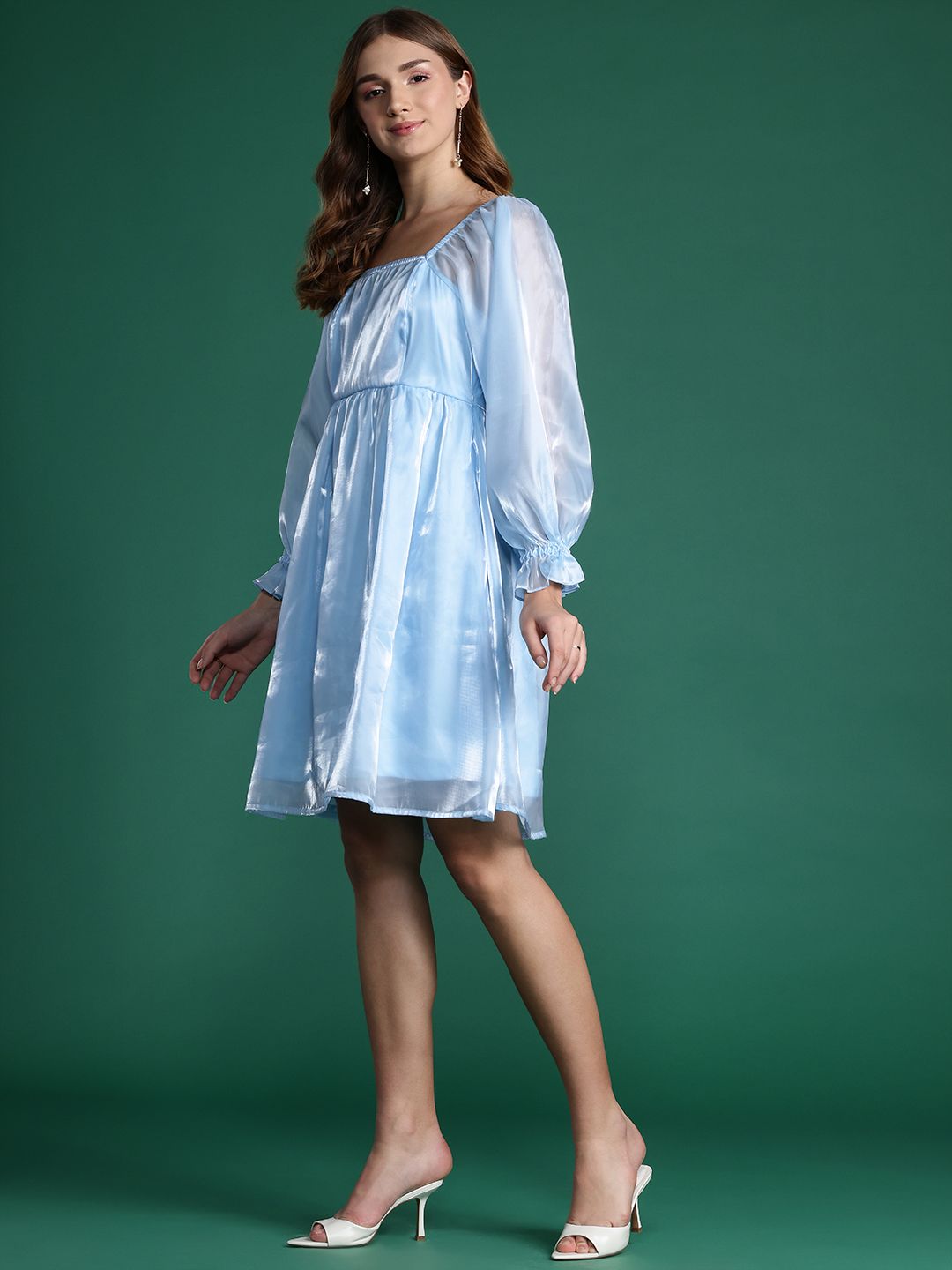 DressBerry Puff Sleeve A-Line Dress