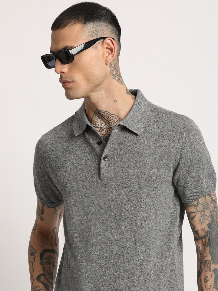 THE BEAR HOUSE Men Solid Regular Fit Cotton Polo Collar T-Shirts