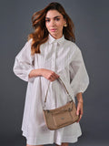 AND Self Design Cuffed Sleeves Cotton Shirt Dress