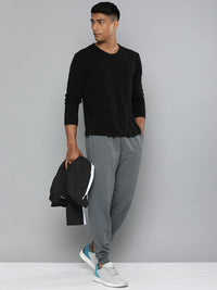 HRX By Hrithik Roshan Training Men Pewter Bio-Wash Brand Carrier Track Pants