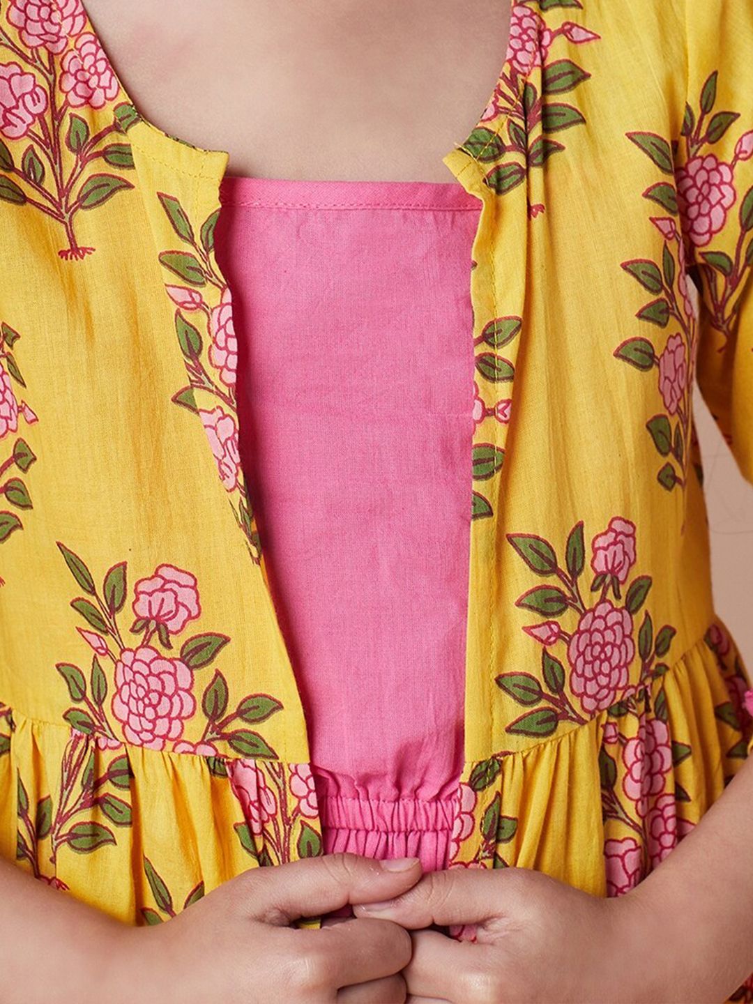 pspeaches Girls Print Fit & Flare Dress With Shrug