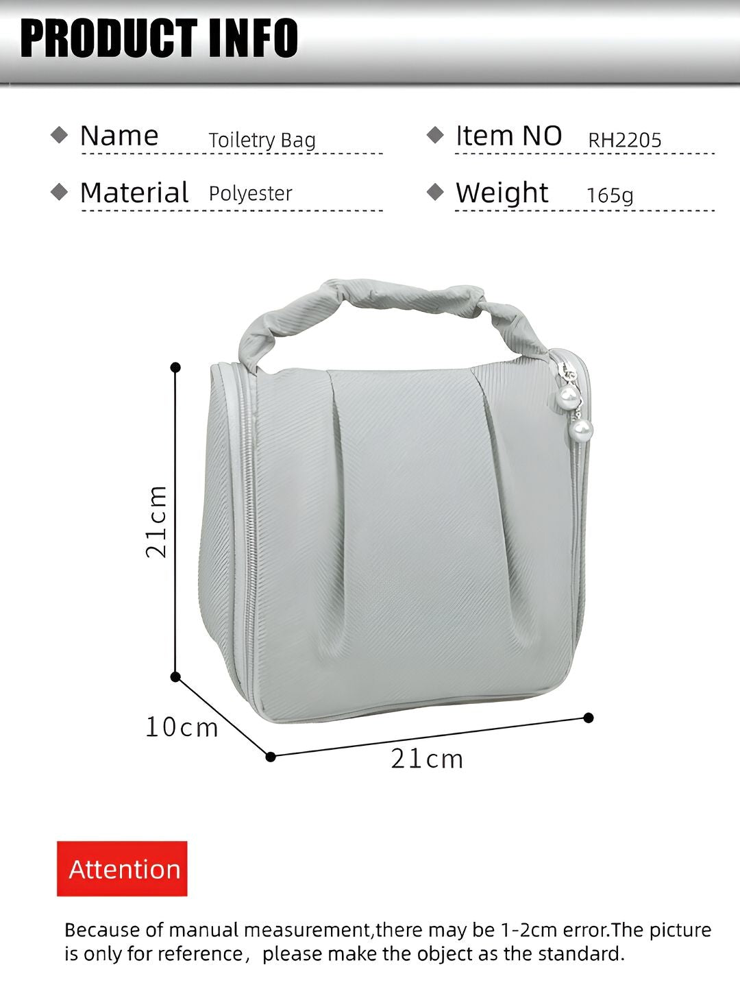 Cortina Grey Water Resistant Makeup Organiser