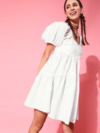 STREET 9 Puff Sleeves Pure Cotton Empire Dress