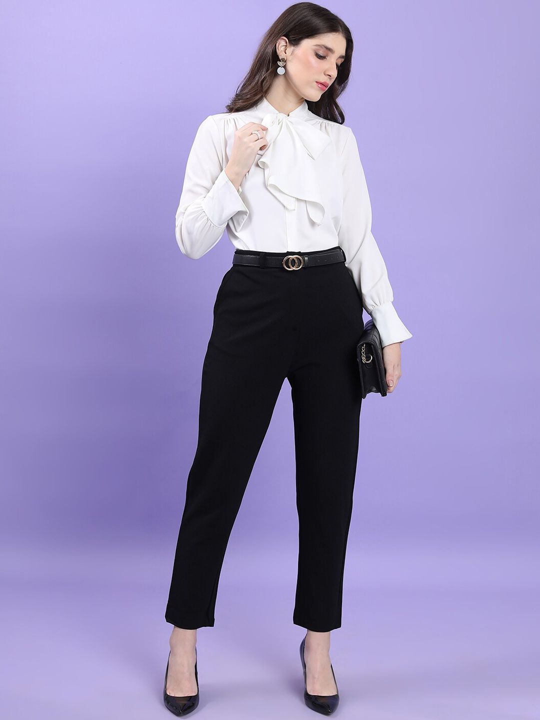 CHIC BY TOKYO TALKIES Women Slim Fit High-Rise Formal Trousers