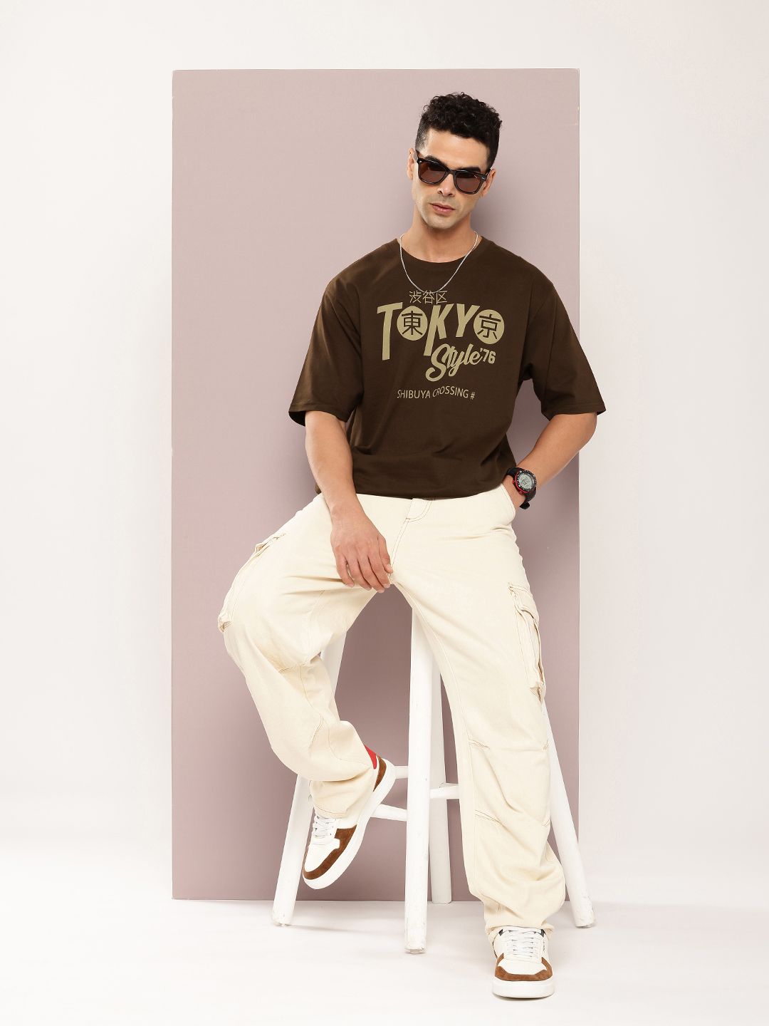 DILLINGER Men Typography Colourblocked Drop-Shoulder Sleeves Oversized Pure Cotton T-shirt