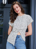 Berrylush Abstract Printed Cotton Top