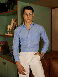 DENNISON Men Micro Checked Spread Collar Formal Shirt