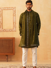 Jompers Ethnic Motifs Embroidered Sequinned Cotton Silk Kurta with Pyjamas & Dupatta