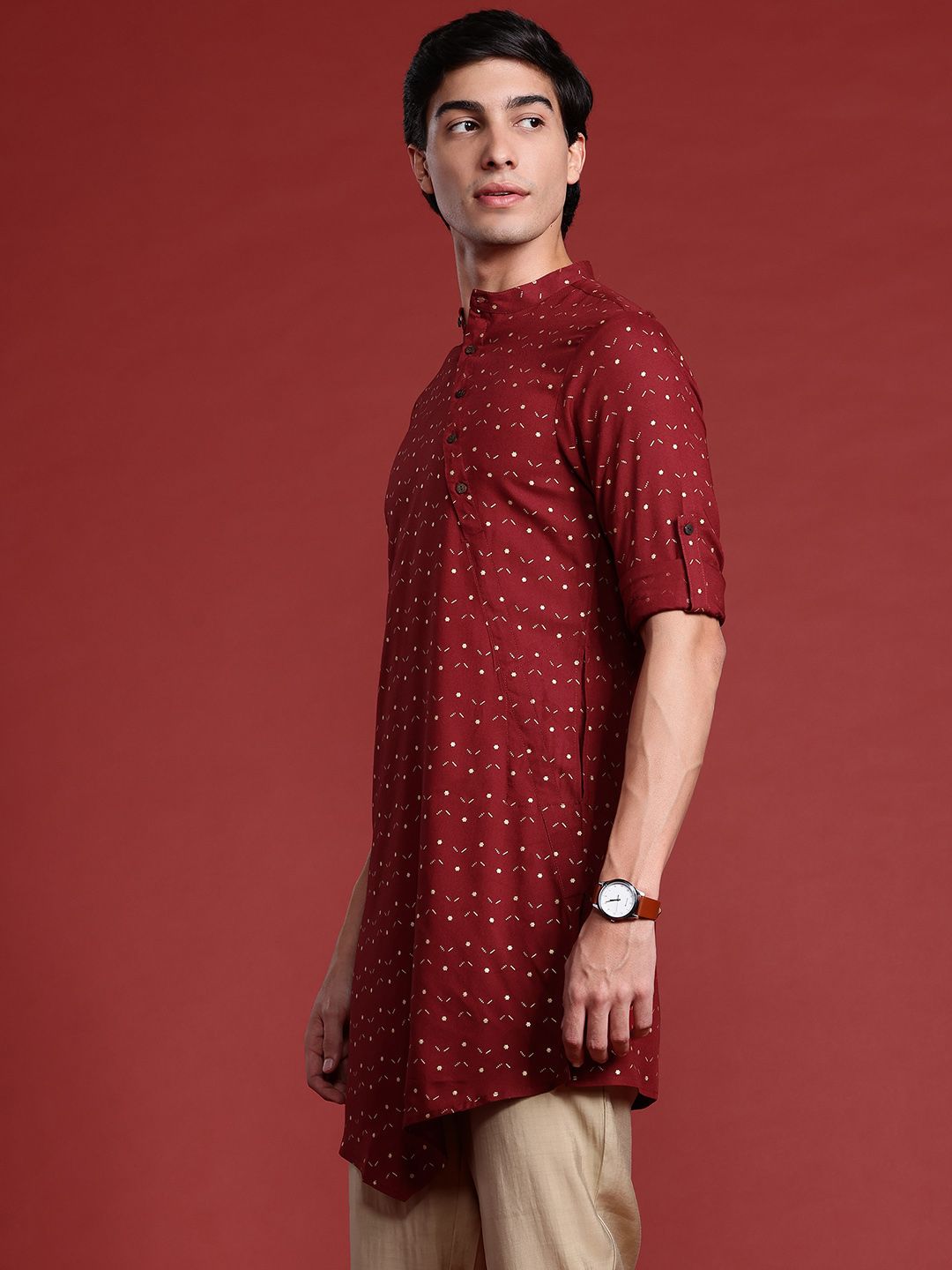 Anouk Tyohaar Collection Ethnic Motifs Print Asymmetric Kurta