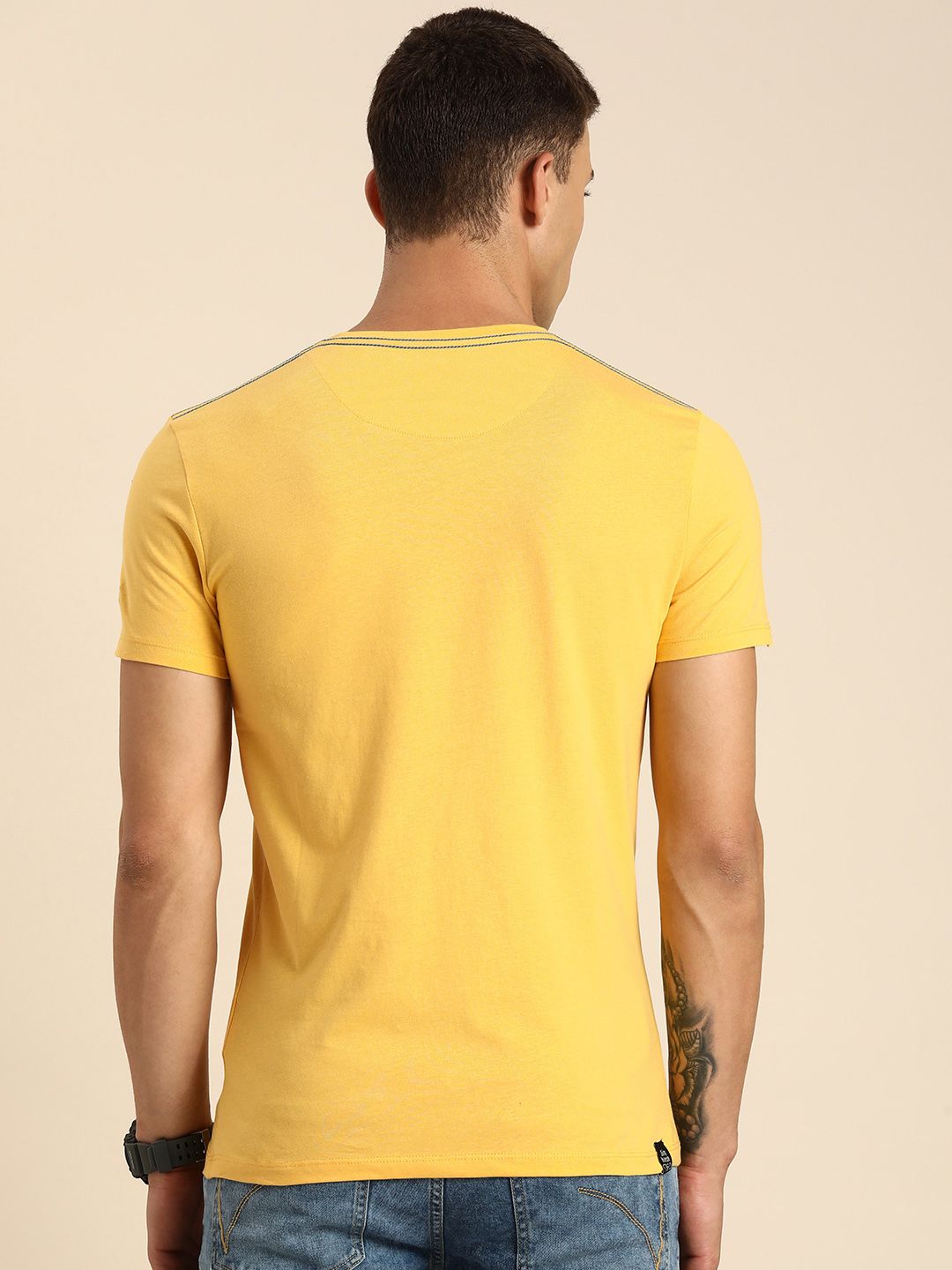 Being Human Solid With Minimal Print Pure Cotton Casual T-shirt