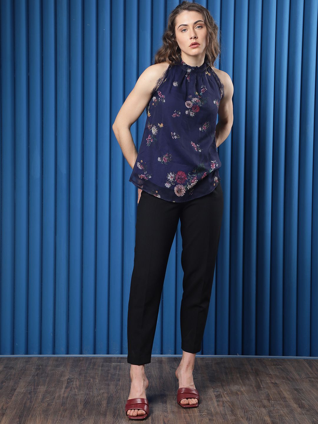 RAREISM Floral Print Halter Neck Top