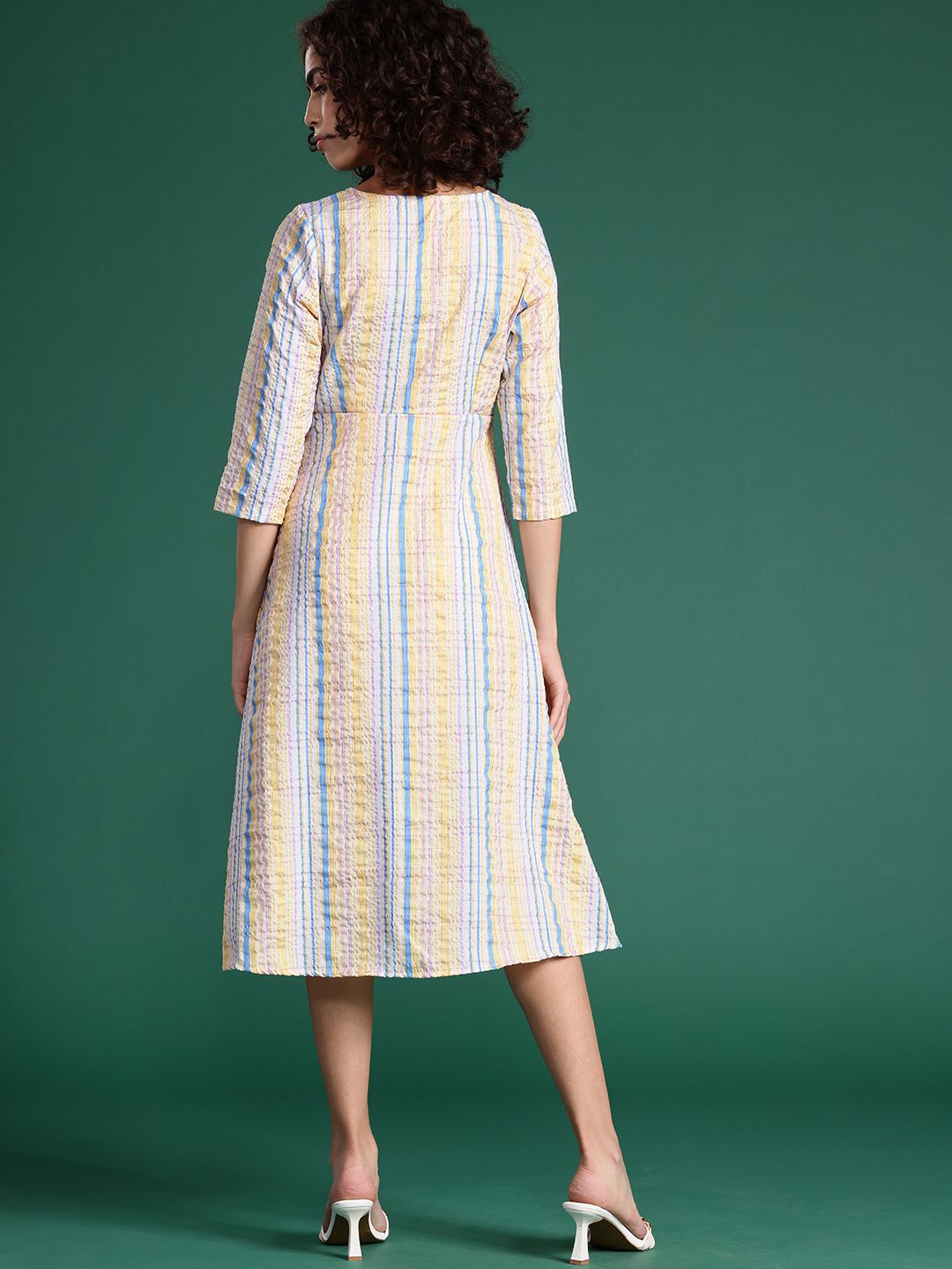 DressBerry Striped A-Line Midi Dress